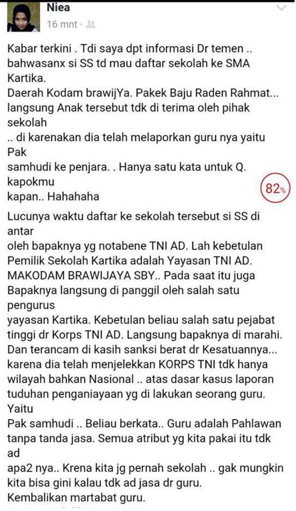 Siswa Laporkan Gurunya ke Polisi Kini Siswa Tersebut Terancam Putus Sekolah
