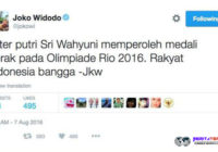 Jokowi Mengucapkan Selamat Kepada Lifter Puteri Indonesia ( Sri Wahyuni ) Atas Keberhasilannya Rebut Mendali Perak