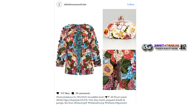 Wow, Harga Jaket Bunga 3D Melania Trump Mencapai 600 Juta