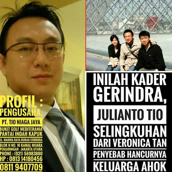 Inikah Kader Gerindra Julianto Tio Selingkuhan Dari Veronica Tan Penyebab Hancurnya Keluarga Ahok